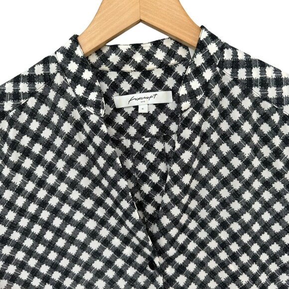 Foxcroft NYC Tunic Blouse Womens Black White Long Sleeve Button Front Size 6 - Picture 3 of 11